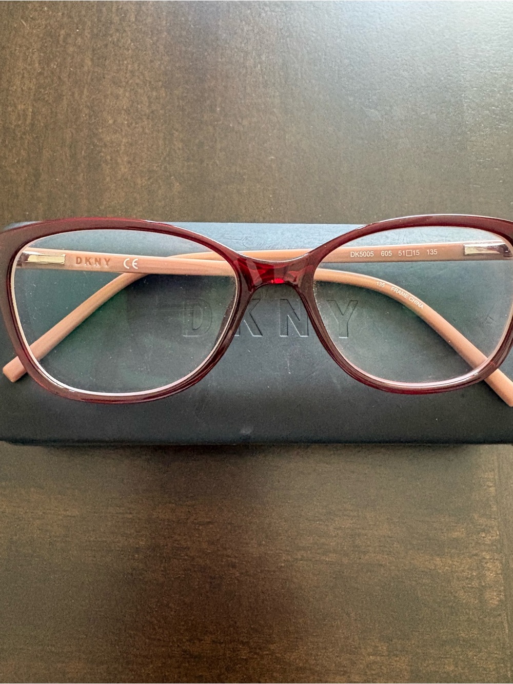 DKNY Burgundy Frame with Blush Temples Women's Glasses